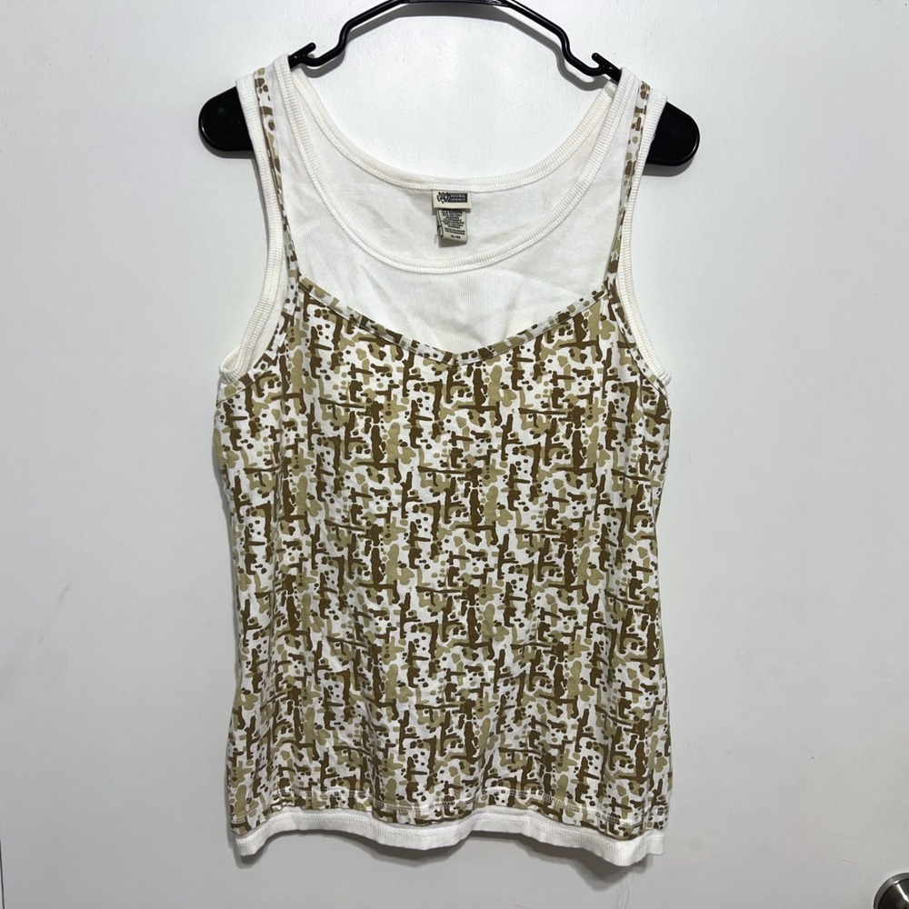 Y2K Route 66 Womens Camo Print Layered Ribbed Tank Top Size XL Vtg Skater Gorp